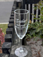 engraved wedding champaign flute for bridesmaid  and name