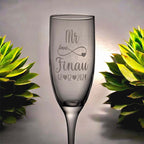 engraved wedding champaign glass with mr
