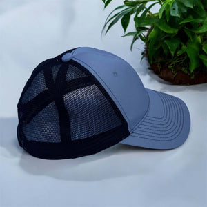 grey and white cap from side