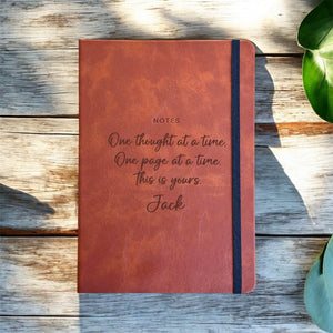 leather journal personalised engraved with message