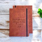 two leather journal personalised engraved with message